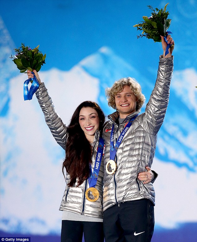 On the podium: Charlie and his  partner, Meryl Davis, won the gold for ice dance at the Winter Olympics in Sochi last year