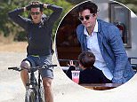 Please contact X17 before any use of these exclusive photos - x17@x17agency.com   So much fun! Orlando Bloom rides his mountain bike in Malibu and seems to have the time of his life...no Miranda or Selena around May 3, 2015 X17online.com