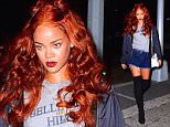 Rihanna was spotted arriving at a NYC Recording studio just before 4am Sunday morning. She showed off her burnt orange locks, which she had up in two buns. She wore a short denim skirt and knee high black suede boots to complete her sexy, casual look.

Pictured: Rihanna
Ref: SPL1033899  240515  
Picture by: 247Paps.TV / Splash News

Splash News and Pictures
Los Angeles: 310-821-2666
New York: 212-619-2666
London: 870-934-2666
photodesk@splashnews.com