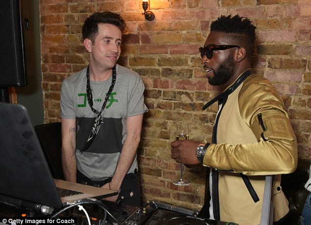 Delighting fans: Nick and Tinie Tempah chatted and put on an energetic display from behind the DJ booth 