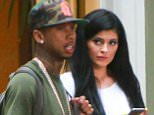 UK CLIENTS MUST CREDIT: AKM-GSI ONLY
EXCLUSIVE: 'Keeping Up with the Kardashians' star Kylie Jenner and rapper Tyga are seen leaving seen leaving Kendall Jenner's apartment in Westwood, California.

Pictured: Kylie Jenner and Tyga
Ref: SPL1065496  270615   EXCLUSIVE
Picture by: AKM-GSI / Splash News