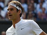 Wimbledon 2015 tennis championships, Wimbledon, London
Picture Andy Hooper Daily Mail/ Solo Syndication
Day 11 Roger Federer v Andy Murray
Pic Shows  Roger Federer takes the first set