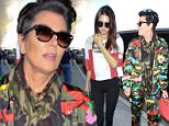 Kendall Jenner and her mom, Kris, got dressed up for their flight to London.  Kendal went with a red and white top and tights, while Kris went with a funky camouflage pattern, on, Saturday, July 11, 2015 X17online.com