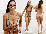 UK CLIENTS MUST CREDIT: AKM-GSI ONLY
EXCLUSIVE: Alessandra Ambrosio is squeezing in plenty of time for play, hitting the beach in Rio de Janeiro, Brazil with her kids Anja and Noah. The Brazilian babe wore a colored monokini, and looked joyful as she ran along the sandy beach.

Pictured: Alessandra Ambrosio
Ref: SPL1076034  100715   EXCLUSIVE
Picture by: AKM-GSI / Splash News