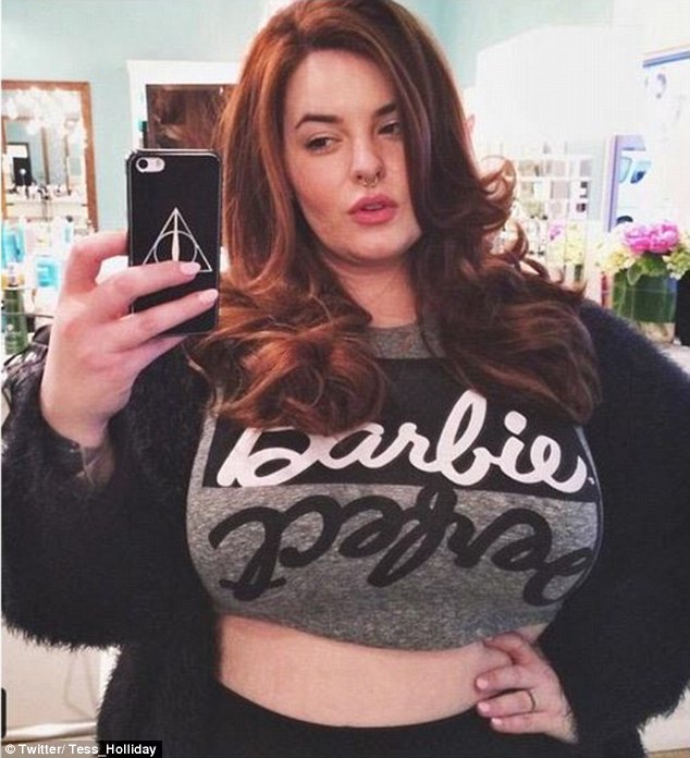 Star power: Plus-sized model Tess Holliday joined in on the trend with her own stylish crop top