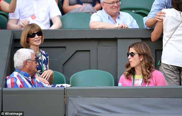 Vogue editor Anna Wintour is another friend of Federer's and joined Mirka in the player's box last weekend to watch him play