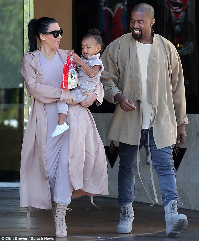 Sunday funday: Kim Kardashian and Kanye West looked thrilled to be spending some time with their first born