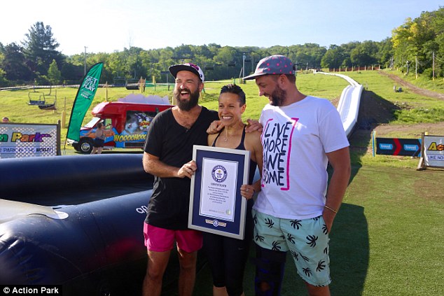 The incredible 2,000 ft inflatable slide was crowned by the Guinness Book of Records on Friday and is set to give guests of Action Park the ride of their lives