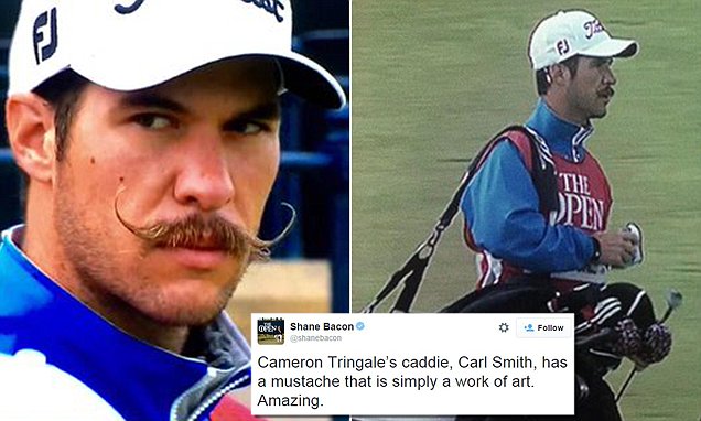Cameron Tringale's caddie causes a stir at The Open with his moustache 