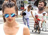 Picture Shows: Alessandra Ambrosio, Noah Ambrosio Mazur, Anja Ambrosio Mazur, Jamie Mazur  July 18, 2015\n \n Model Alessandra Ambrosio and fiance Jamie Mazur take their kids Anja and Noah out for lunch after her yoga class in Brentwood, California. The kids had fun riding their bikes to lunch despite them needing a little help from mom to get across the street.\n \n Non-Exclusive\n UK RIGHTS ONLY\n \n Pictures by : FameFlynet UK © 2015\n Tel : +44 (0)20 3551 5049\n Email : info@fameflynet.uk.com
