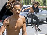 UK CLIENTS MUST CREDIT: AKM-GSI ONLY
EXCLUSIVE: Calabasas, CA - Good friends Jaden Smith and Moises Arias busted out some nice skate moves in Calabasas and dropped a few tricks in the parking lot before grabbing lunch at LePain Quotiden. The two pals stripped off their t-shirts as it became quite hot under the afternoon sun.

Pictured: Jaden Smith and Moises Arias
Ref: SPL1083057  190715   EXCLUSIVE
Picture by: AKM-GSI / Splash News