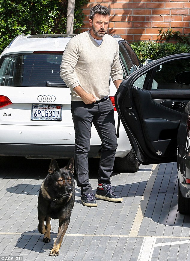 Ben's best friend? Affleck was spotted out in Beverly Hills with his trusty German Shepherd and was not wearing his wedding ring on Tuesday