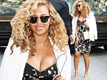 July  27, 2015: Beyonce is seeing arriving to a midtown building wearing a beautiful print dress today.\nMandatory Credit: Philip Vaughan/ACE/INFphoto.com Ref: infusny-220