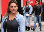 Busty model Kelly Brook wearing double denim, grey cropped top and black ankle boots out with her French beau Jeremy Parisis in London, UK. 27/07/2015..BYLINE MUST READ : JAMESY/GOTCHA IMAGES....Copyright by © Gotcha Images Ltd. All rights reserved...Usage of this image is conditional upon the acceptance ..of Gotcha Images Ltd, terms and conditions available at..www.gotchaimages.com