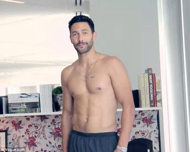 Tone up: Noah Mills (pictured) visited the Vogue offices to show off a workout you can do at work