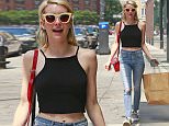 140590, EXCLUSIVE: Emma Roberts pairs a black tank-top with ripped jeans while out shopping in New York City. New York, New York - Sunday July 26, 2015. Photograph: © PacificCoastNews. Los Angeles Office: +1 310.822.0419 sales@pacificcoastnews.com FEE MUST BE AGREED PRIOR TO USAGE