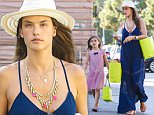 28.JULY.2015 - WEST HOLLYWOOD - USA\n*STRICTLY AVAILABLE FOR UK AND GERMANY USE ONLY*\nALESSANDRA AMBROSIO TAKES HER DAUGHTER ANJA OUT SHOPPING AT PLANET BLUE IN WEST HOLLYWOOD. THE VICTORIA'S SECRET ANGEL WORE A BLUE MAXI DRESS WITH A WHITE HAT AND SANDALS AS SHE AND HER LITTLE MODEL SHOPPED AROUND TOWN \nBYLINE MUST READ : XPOSUREPHOTOS.COM\n***UK CLIENTS - PICTURES CONTAINING CHILDREN PLEASE PIXELATE FACE PRIOR TO PUBLICATION ***\n*UK CLIENTS MUST CALL PRIOR TO TV OR ONLINE USAGE PLEASE TELEPHONE 0208 344 2007*\n