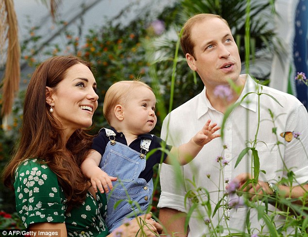 Kate and William with Prince George in a picture to mark his first birthday. It is thought their second child is now overdue 