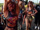 **EXCL WEB OFFERING ONLY**\nEXCLUSIVE: **STRICTLY NO SUBSCRIPTIONS**NO WEB** Rihanna parties at the start of the annual Foreday Jump Up in her native Barbados.