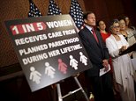 Senator Barbara Boxer (D-CA) speaks at a news conference on the funding for Planned Parenthood, accompanied by Senator Richard Blumenthal (D-CT) (L) and Senator Mazie Hirono (D-HI) (2nd-R), at Capitol Hill in Washington, United States August 3, 2015. Republican legislation prohibiting federal funding for Planned Parenthood failed to gather enough support in the U.S. Senate on Monday, halting at least for now moves to punish the group for its role in gathering fetal tissue from abortions. Senate Democrats succeeded in stopping the bill on a procedural vote. Sixty votes were needed to advance the legislation in the 100-person chamber; but it only received 53, with 46 voting against. REUTERS/Carlos Barria