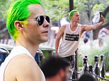 UK CLIENTS MUST CREDIT: AKM-GSI ONLY\nEXCLUSIVE: New York, NY - 'Suicide Squad' actor Jared Leto takes the time to take a selfie with his signature green hair for his dark character, the Joker.  He was seen walking with his cell in hand with the Joker as his screensaver.\n\nPictured: Jared Leto\nRef: SPL1093550  020815   EXCLUSIVE\nPicture by: AKM-GSI >\n\n