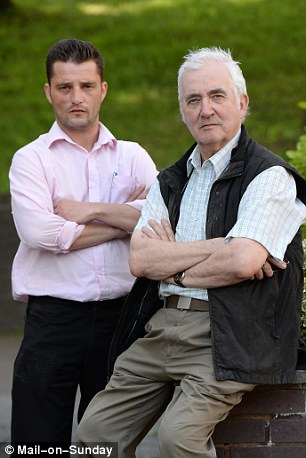 Furious: Michael Burke last week with his father Martin