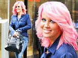 EXCLUSIVE: Jenny McCarthy spotted with new short pink hair with matching pink shoes while leaving the SiriusXm Radio in New York City\n\nPictured: Jenny McCarthy\nRef: SPL1099477  110815   EXCLUSIVE\nPicture by: Felipe Ramales / Splash News\n\nSplash News and Pictures\nLos Angeles: 310-821-2666\nNew York: 212-619-2666\nLondon: 870-934-2666\nphotodesk@splashnews.com\n