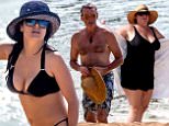 EXCLUSIVE: A bikini clad Salma Hayek and shirtless Pierce Brosnan spend a day at the beach together in Hawaii.
