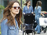 LONDON, ENGLAND - AUGUST 21:   (EXCLUSIVE COVERAGE)(MINIMUM PRINT USAGE FEE £250)(MINIMUM ONLINE/WEB USAGE FEE £200 FOR SET) British Actress Keira Knightley is pictured out shopping with her mum Sharman Macdonald  on August 21, 2015 in London, England.  (Photo by Crowder/Legge/GC Images)