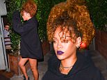 August 22, 2015: Rihanna wears an oversized Vetements hoodie while out for dinner in Los Angeles, CA.\nMandatory Credit: INFphoto.com Ref: infusla-309