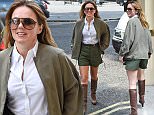 EXCLUSIVE ALL ROUNDER Geri Halliwell is seen on her way to a photoshoot in north london, geri looked great in her high waisted green shorts and matching green jacket with a tight white shirt.\n21 August 2015.\nPlease byline: Vantagenews.co.uk