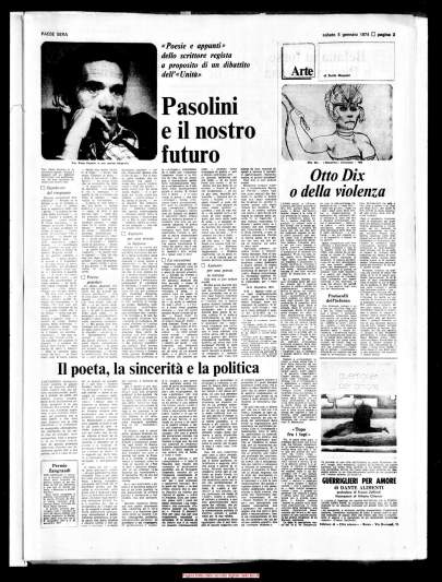 Cinque poesie, Gianni Rodari e pasolini, Paese Sera, 05-01-74