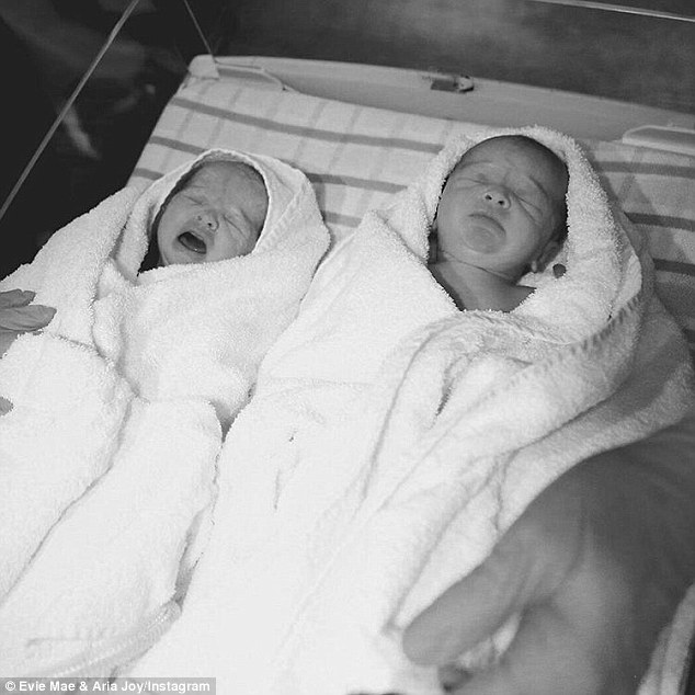  The 26-year-old's newborns are on their way to becoming social media stars after their mother shared a photograph of them