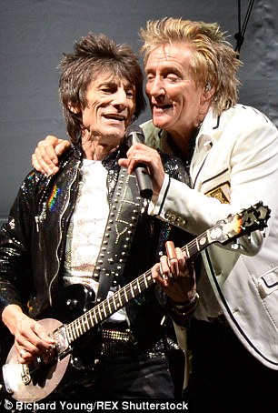 Old friends: Rod and Ronnie seemed delighted to be back in each other's company