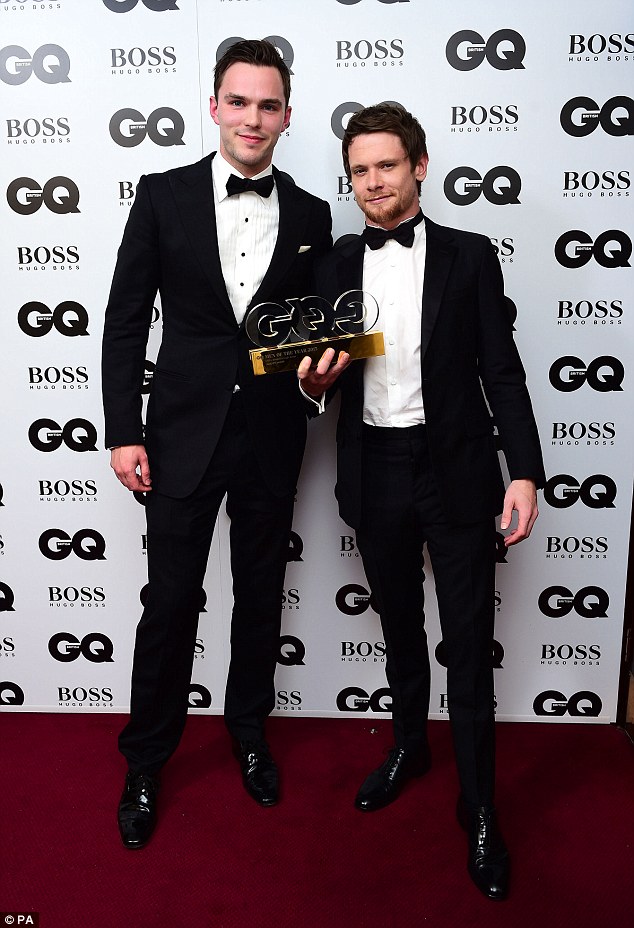 In good company: Nicholas Hoult presented Jack, who wowed critics with his lead role in Angelina Jolie's Unbroken, with his prize