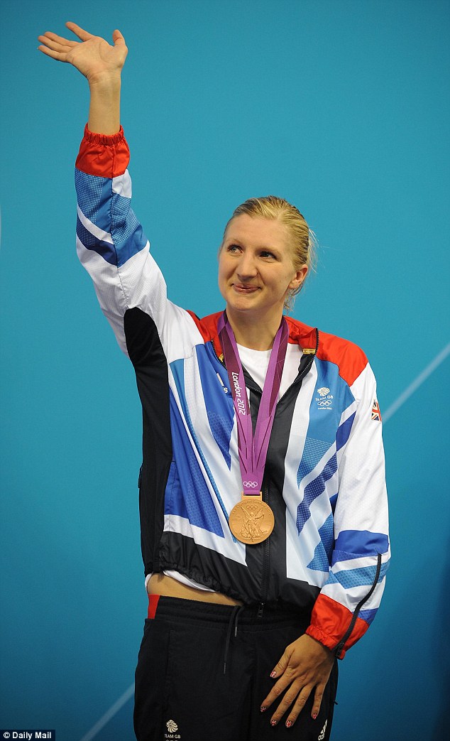 The sportswoman gets emotional as she collects her bronze medal for the Women's 800m Freestyle final during the London Olympic Games in 2012 