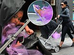 NEW YORK, NY - SEPTEMBER 10:  Kim Kardashian walks Baby North West  to Soho Gym on September 10, 2015 in New York City.  (Photo by Raymond Hall/GC Images)