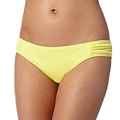 Red Herring - Yellow plain ruched bikini bottoms