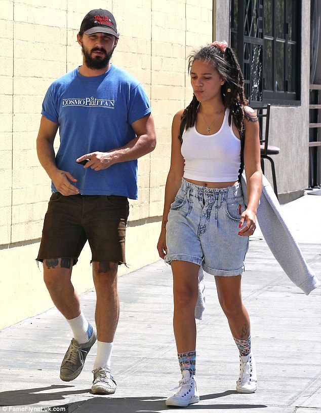 Moving on quickly: Shia LaBeouf has reportedly moved in with new girlfriend Sasha Lane, who he has been spotted with frequently throughout August (pictured August 29)