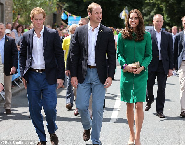 Harry will be reunited with the Duke and Duchess of Cambridge for the Rugby World Cup opening ceremony, the trio are all fans of sporting events - pictured here at the Tour De France in June last year