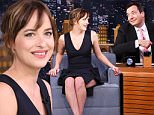 THE TONIGHT SHOW STARRING JIMMY FALLON -- Episode 0330 -- Pictured: (l-r) Actress Dakota Johnson during an interview with host Jimmy Fallon on September 16, 2015 -- (Photo by: Douglas Gorenstein/NBC/NBCU Photo Bank via Getty Images)