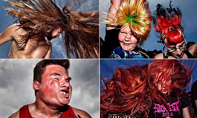 Photographer Jacob Ehrbahn captures heavy metal fans head banging at music events