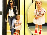 Kourtney Kardashian does business in Los Angeles while accompanied by super cute daughter Penelope, who was dressed in cowgirl attire. September 18, 2015 X17online.com