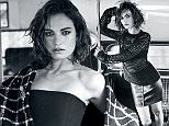 Lily James wearing sweater by Helmut Lang, bra by Eres and skirt by Versus, photographed by Jem Mitchell for The EDIT, NET-A-PORTER.com.jpg