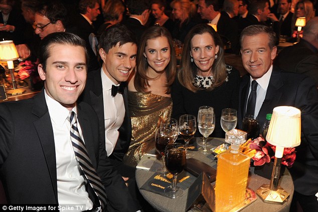 It seems the couple, pictured with Williams' brother Douglas (left) and parents Jane and Brian (right), are hoping to embark on a new chapter after the controversies of last year. They postponed their wedding in February this year as Brian Williams faced accusations of false reported and was suspended from NBC