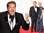 LOS ANGELES, CA - SEPTEMBER 20:  TV personality James Corden (L) and producer Julia Carey attend the 67th Annual Primetime Emmy Awards at Microsoft Theater on September 20, 2015 in Los Angeles, California.  (Photo by John Shearer/WireImage)