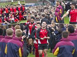 The Japanese Rugby team that beat South Africa on Saturday got a heroes welcome at their last training session when they were given a guard of honour by 1,200 students at Brighton College, Sussex this morning where they have trained since the start of the tournament ***Pic by David McHugh 07768 721637***