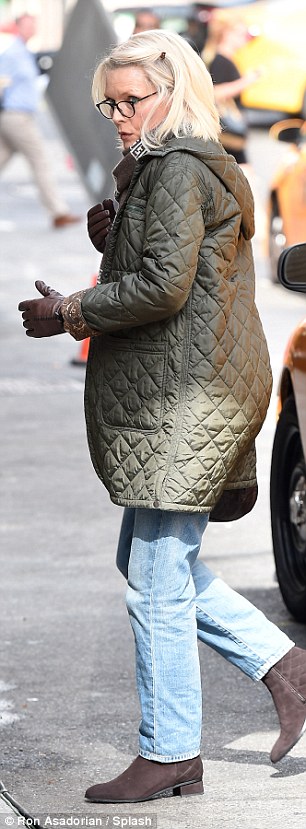 Mrs Madoff: Michelle Pfeiffer on the set of Wizard of Lies in New York on Monday