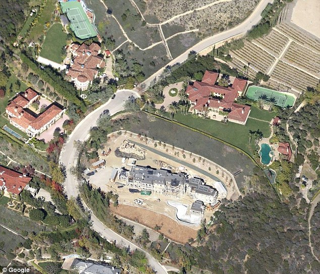 Whole lotta house: This Google Earth image shows the sheer scale of the sprawling property which includes eight bedrooms