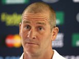 BAGSHOT, ENGLAND - SEPTEMBER 24:  Stuart Lancaster, the England head coach, faces the media during the England meida session at Pennyhill Park on September 24, 2015 in Bagshot, England.  (Photo by David Rogers/Getty Images)
